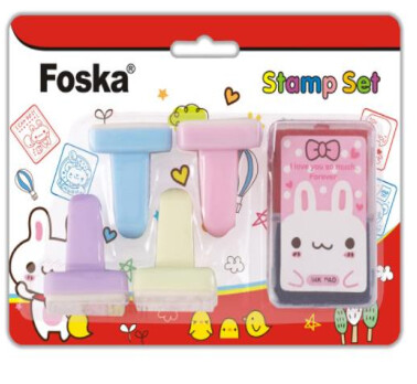 ​​Sellos Infantiles  Set x4 +ALMOHADILLA Bicolor