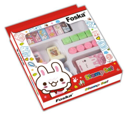 ​​Sellos Infantiles  Set x18 +ALMOHADILLA Bicolor