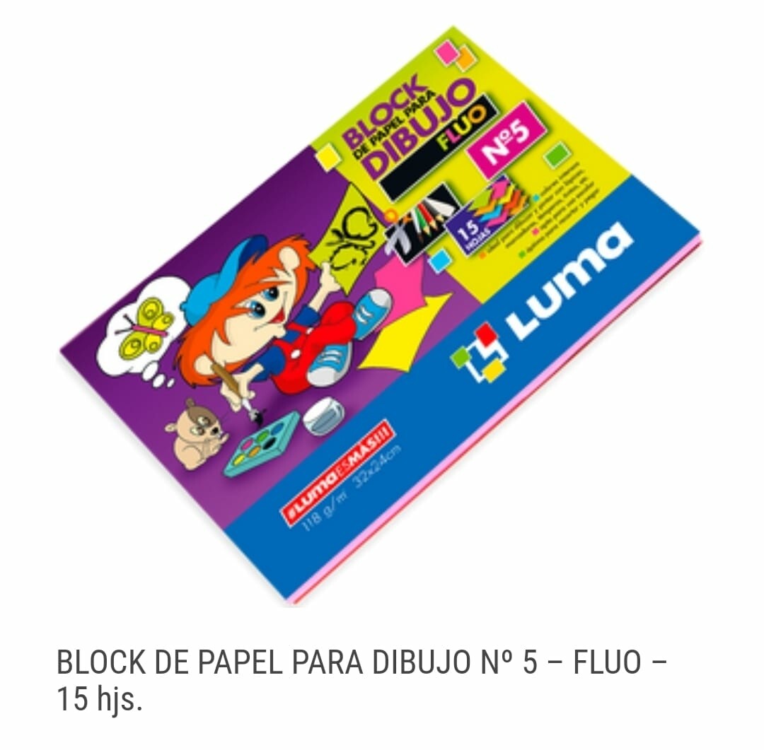 Block CARTULINA FLUO     23 X 32 Cm *15H