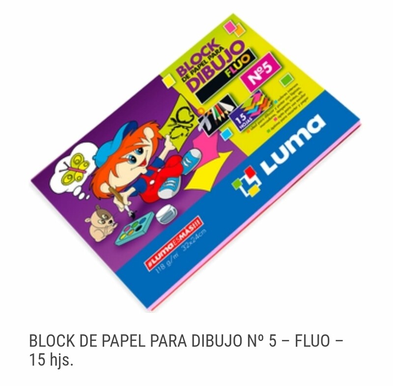 Block CARTULINA FLUO     23 X 32 Cm *15H