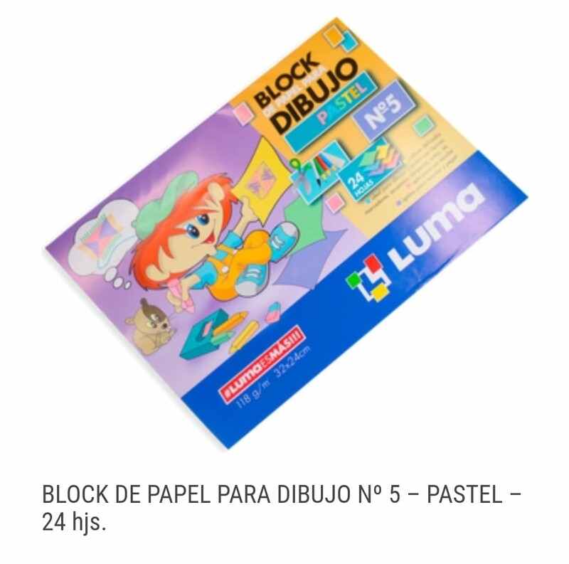 Block CARTULINA PASTEL 23 X 32 Cm *24H