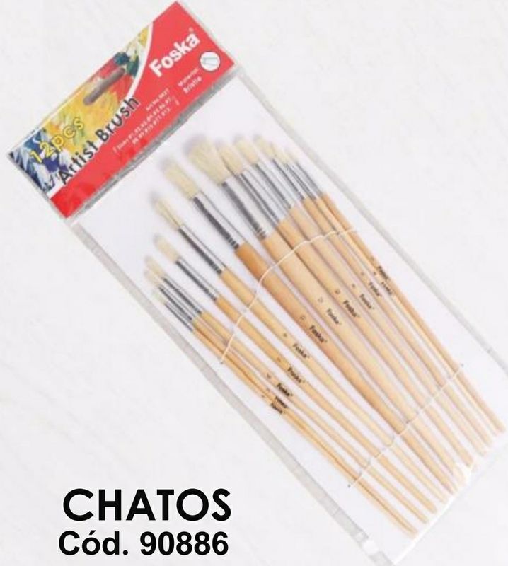 Pinceles  Chatos  SET 12 unidades  Foska