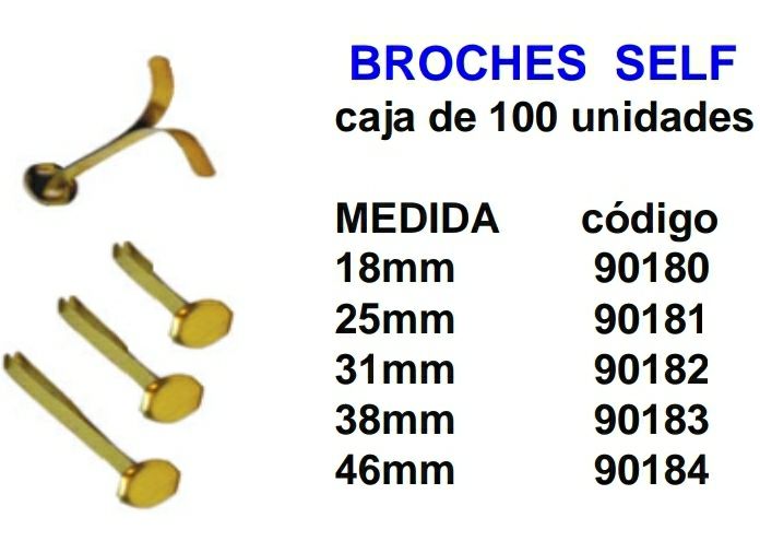 Broches Self 38 mm Caja de100
