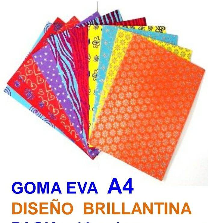 Goma Eva A4 diseños Brillantes set * 10