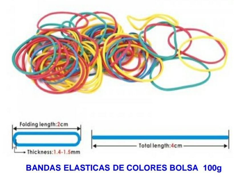 Bandas Elásticas Caucho DE COLOR  100g