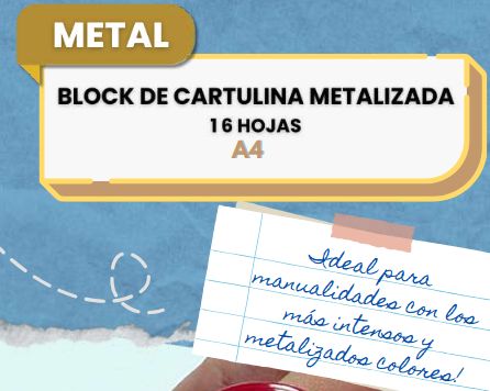 Block Cartulina Metalizada  A4 16 hojas