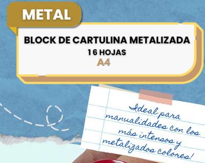 Block Cartulina Metalizada A4 16 hojas