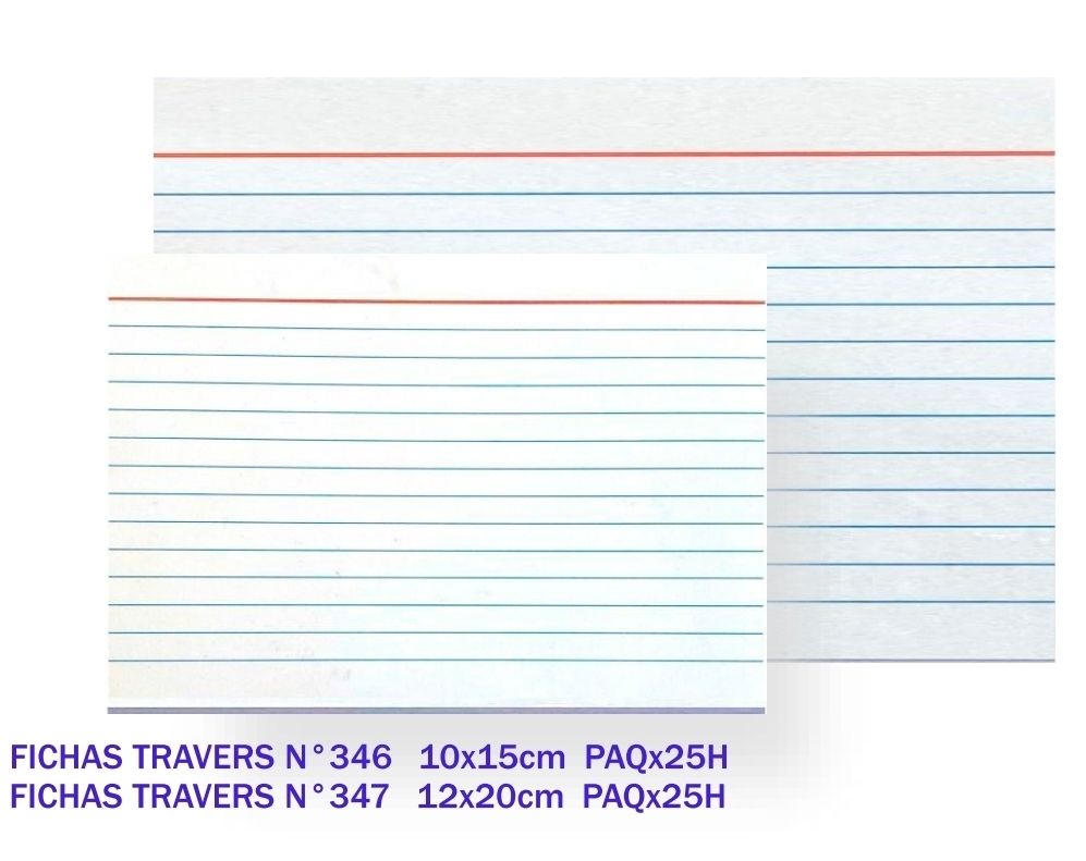 Fichas Travers 10*15 (346)  Paquete 25