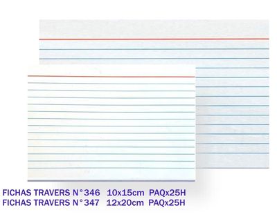 Fichas Travers 20*12.5 (347) Paquete 25