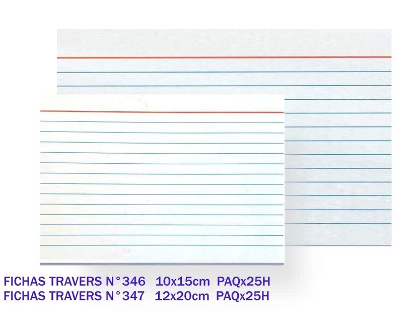 Fichas Travers 20*12.5 (347)  Paquete 25