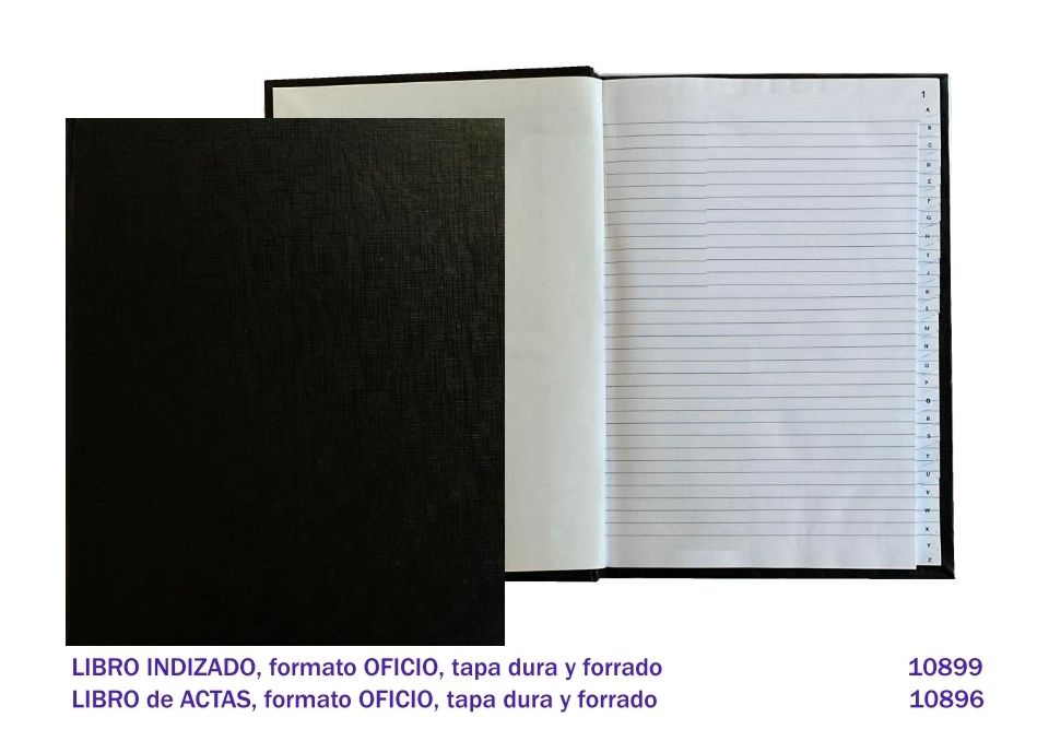 Libro De Actas OFICIO tapa  Negra 200 F Con Indice
