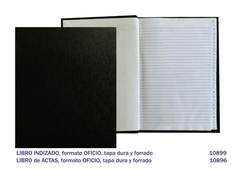 Libro De Actas OFICIO tapa  Negra 200 F Con Indice