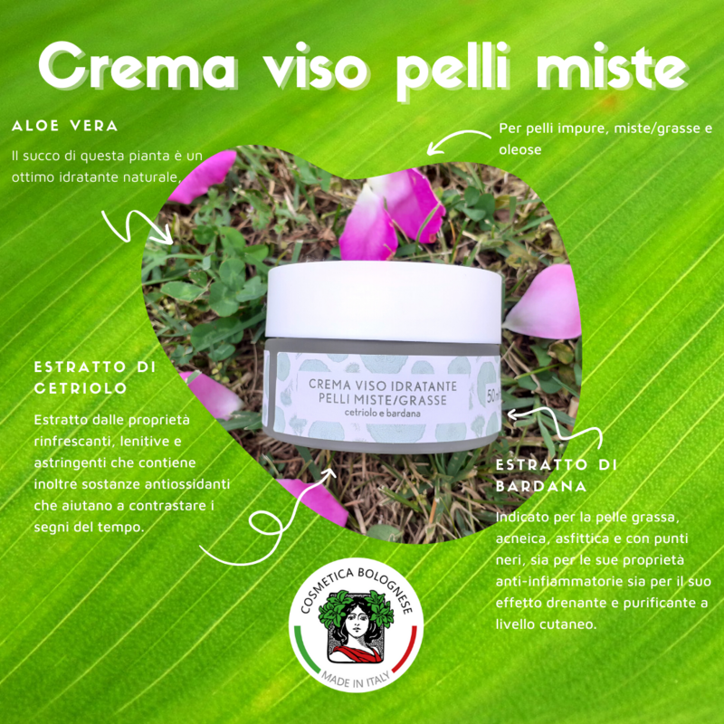 Crema Viso idratante per pelli miste/grasse cetriolo e bardana