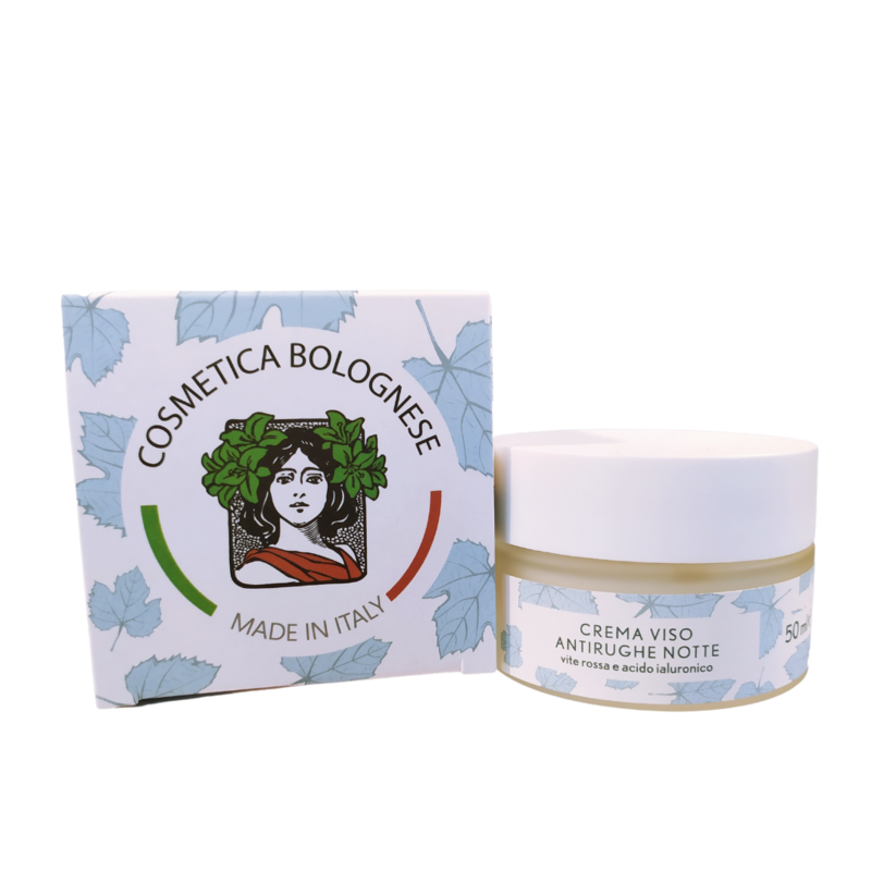 Crema Viso antirughe notte acido ialuronico e vite rossa