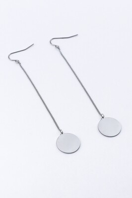 Long earrings "Disk on a thin chain"