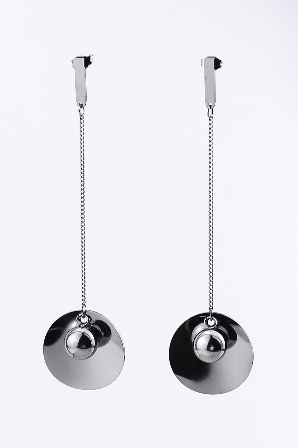 Earrings "Ball and plate" on a thin chain
