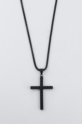 Черная цепь с подвеской "Крест-коса"