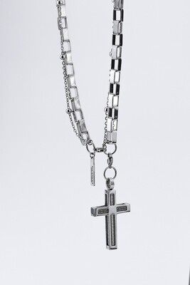 Двойное ожерелье-трансформер "Крест-пружина"