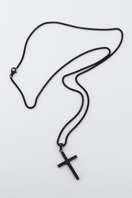 Black Chain with a small Cross-braid pendant