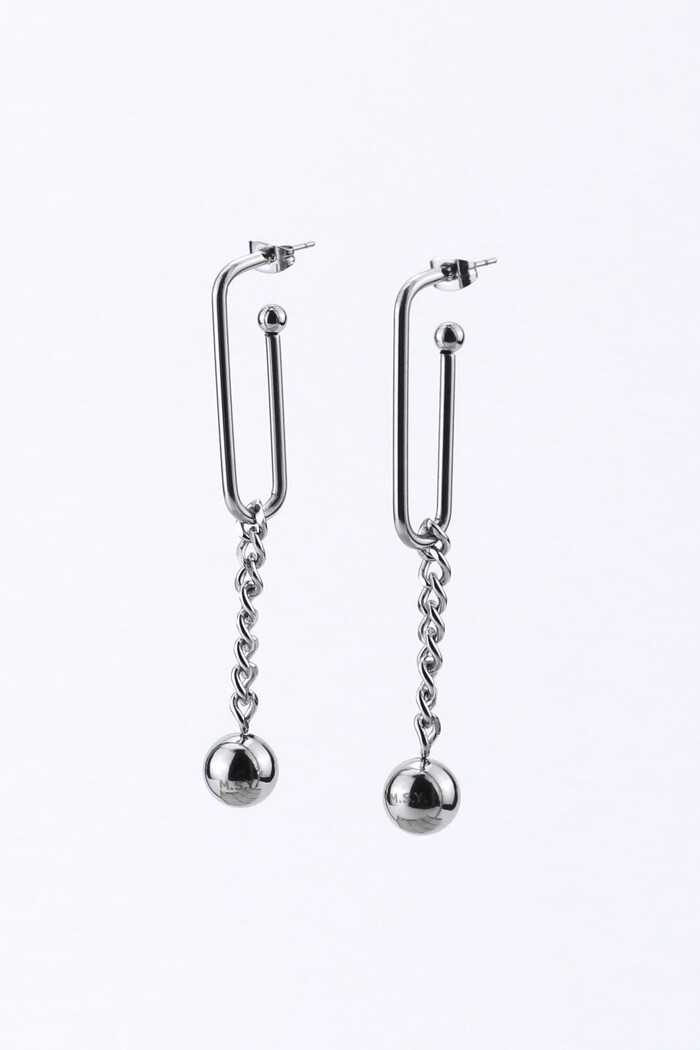Earrings with a "Chain and ball" pendant