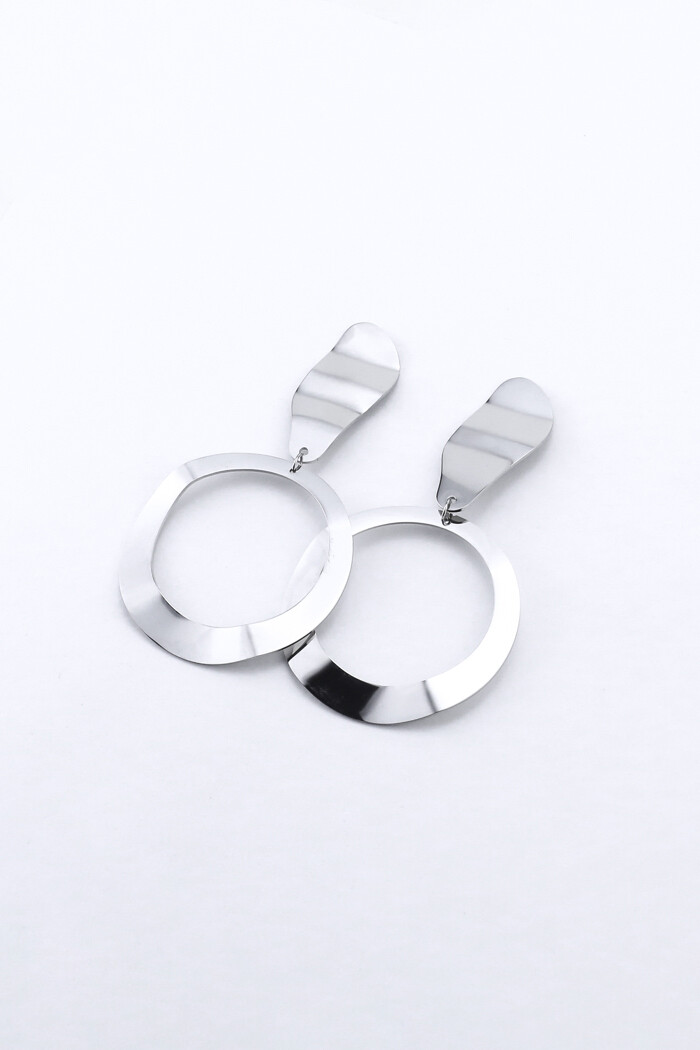 Geometric earrings "Curved plate and ring"