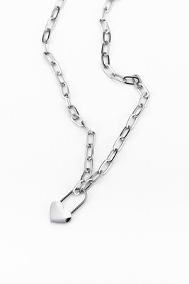 Oval chain with a large "Heart Lock" pendant