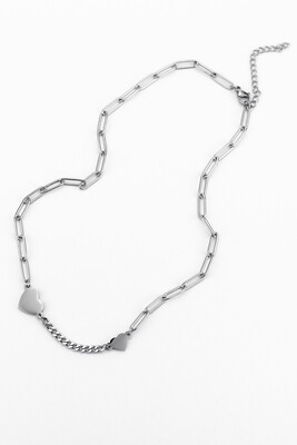 Choker "Oval chain with a heart"