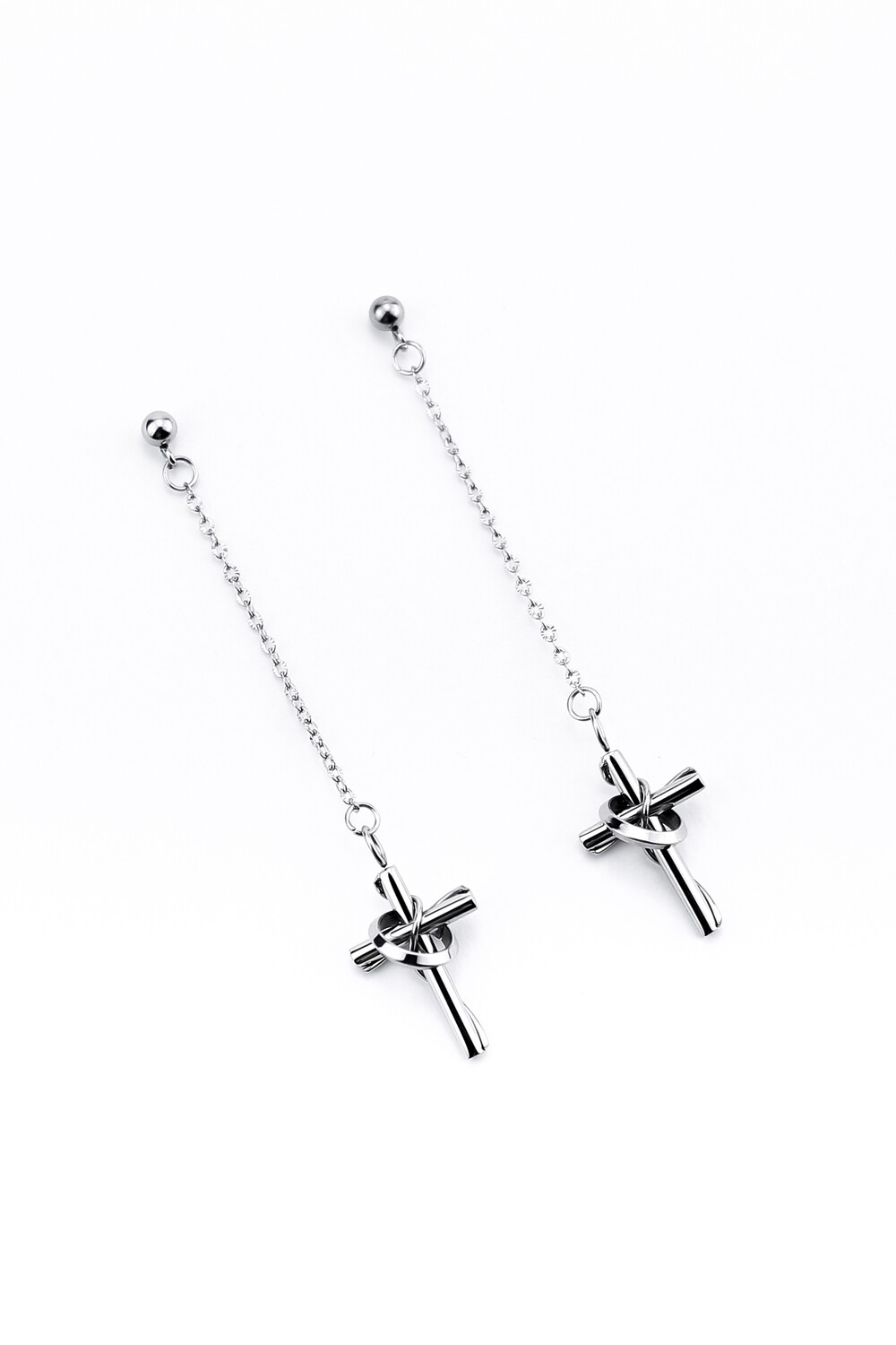 Earrings "Cross with interlacing on a chain"