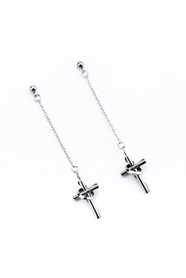 Earrings "Cross with interlacing on a chain"