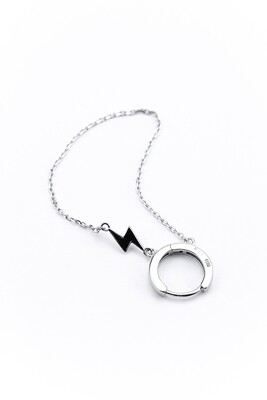 Single earring "Black zipper with a chain"