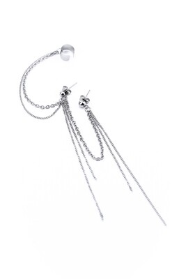 Mono earring for two punctures with cuff "Loose chains"