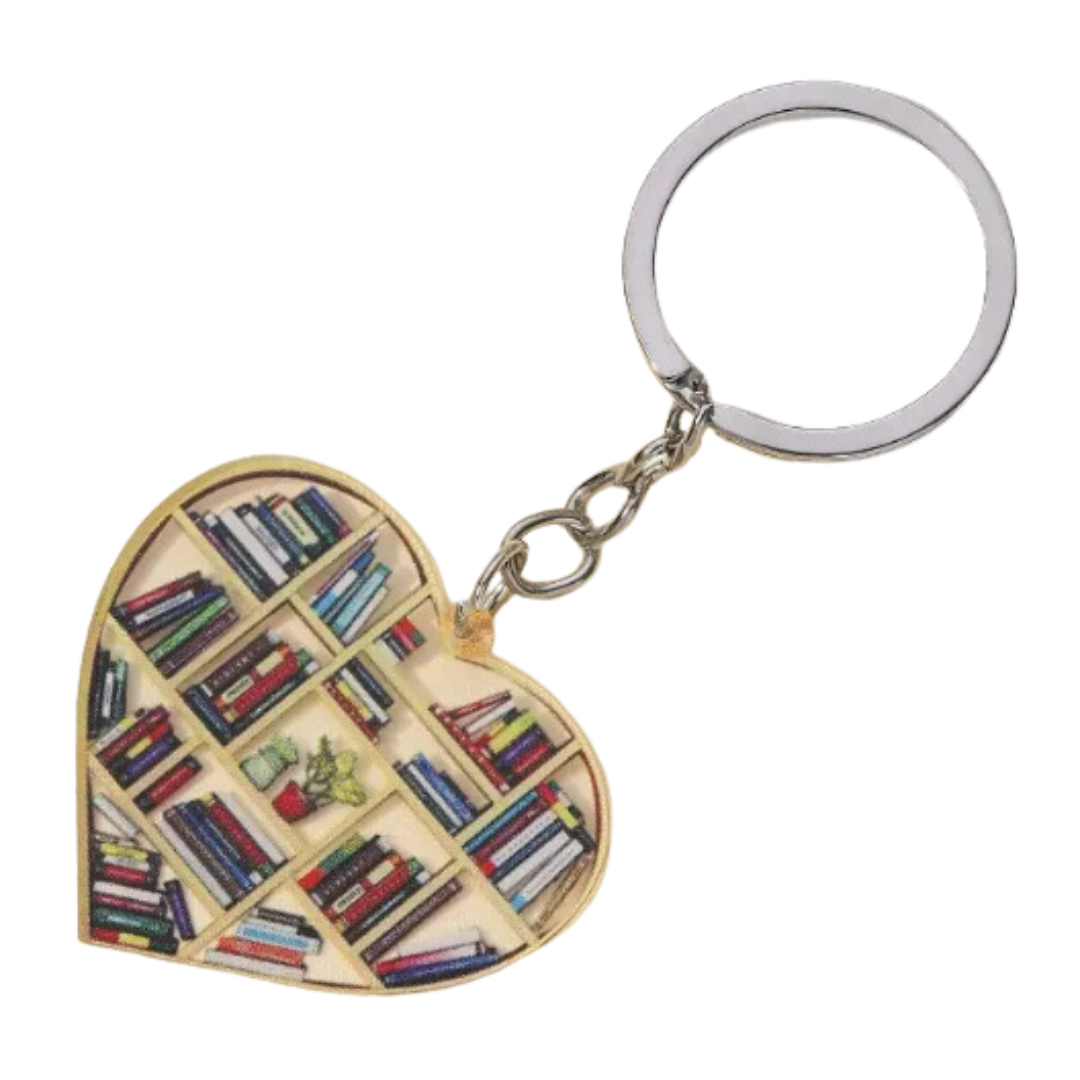 Sleutelhanger 'Hart met boeken'