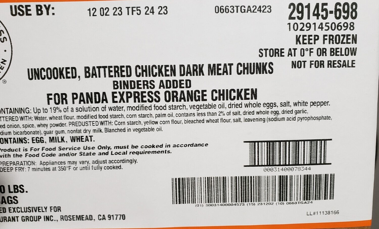 Frozen Chicken Patties, breaded and fully cooked