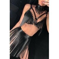 Tasseled Skirt, Bra and Choker Set