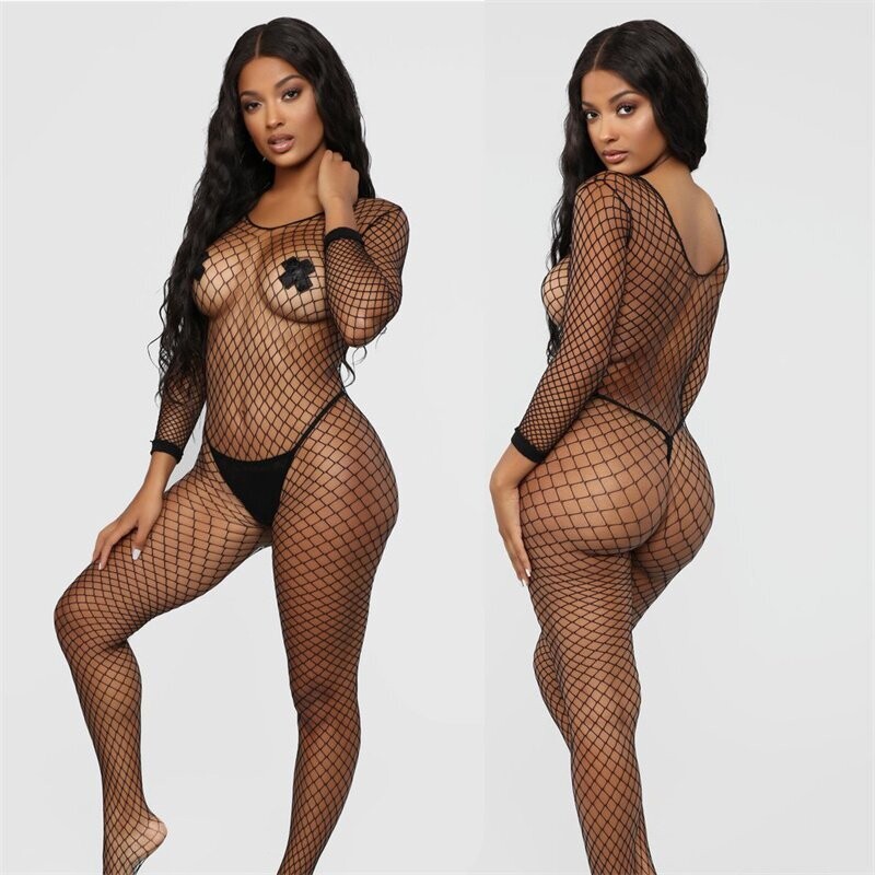long sleeve fishnet onesie