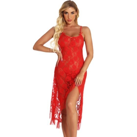 Plus size split lace nightdress