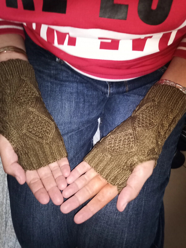 Gant Chaud tricoté sans Doigts Beige