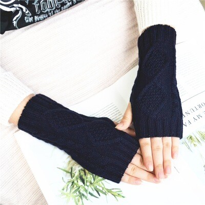 Gant Chaud tricoté sans Doigts Bleu Foncé
