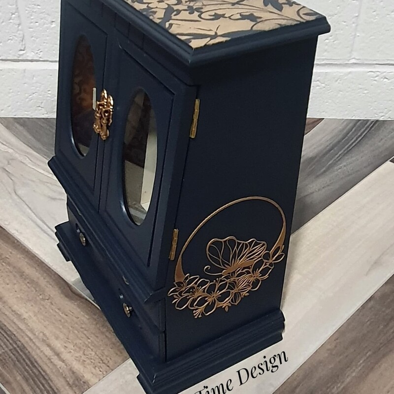 Navy & gold jewellery box