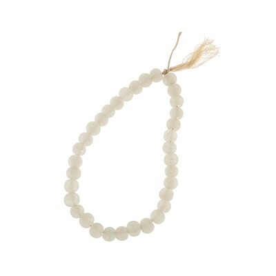 FROSTED GLASS TASSEL BEADS - WHITE