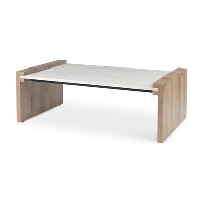 ATHENS - MARBLE & WOOD COFFEE TABLE