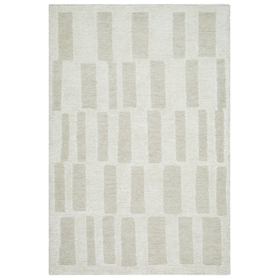 A beautiful 100% wool area rug in tan and ivory with a slight raised checker board pattern.