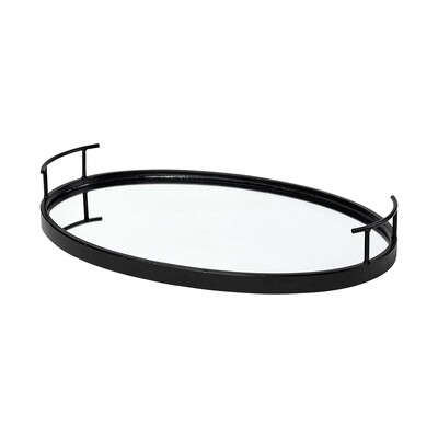 BLACK OVAL MIRRORED TRAY