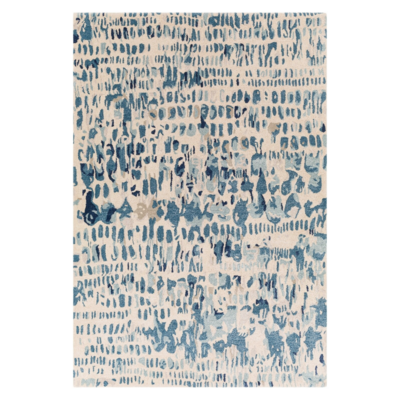 the kavita area rug, a wool and viscose blend, in a abstract pattern including colours Navy, Denim, Gray, Light Gray, Light Beige