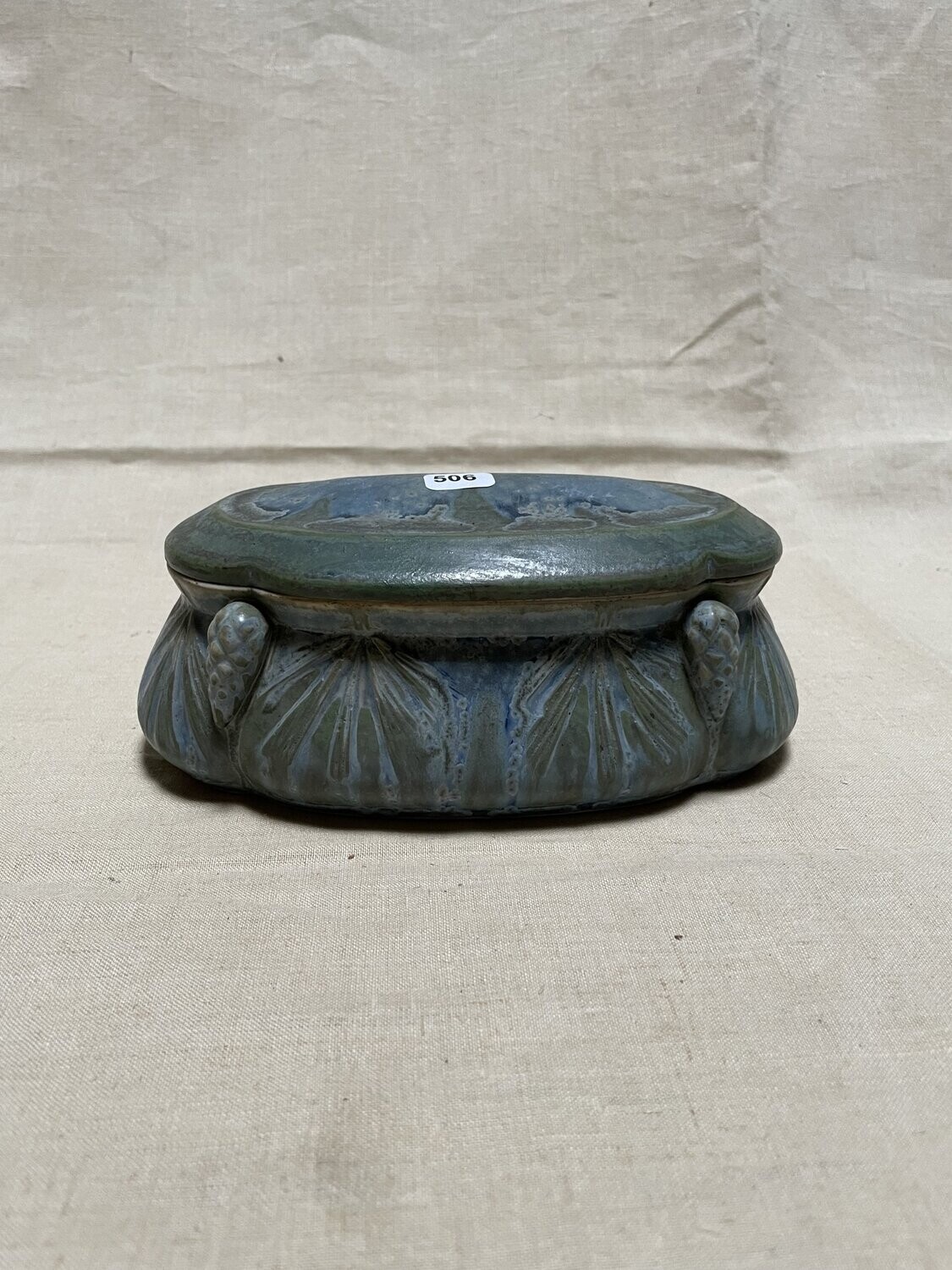 Magnifique et rare boite couverte en grès - DENBAC - Largeur 20 cm