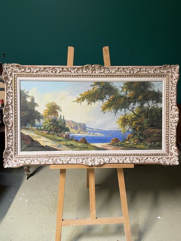 Huile sur toile paysage maritime