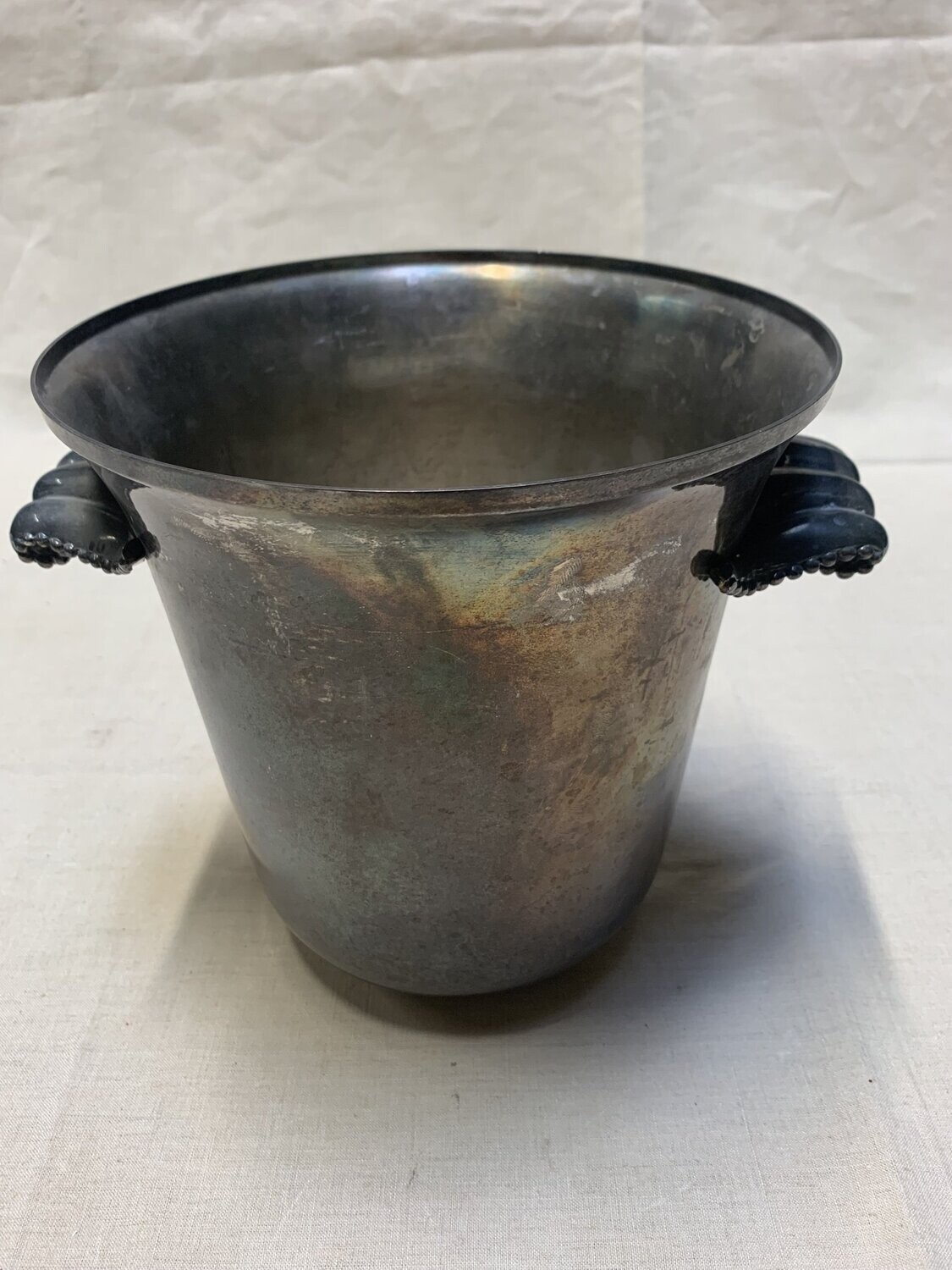 Ancien seau à champagne en métal argenté - Hauteur 21 cm Diamètre 20 cm