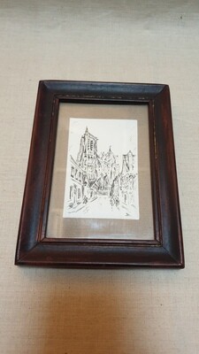 Représentation de la cathédrale de Bourges - 16 cm x 12 cm
