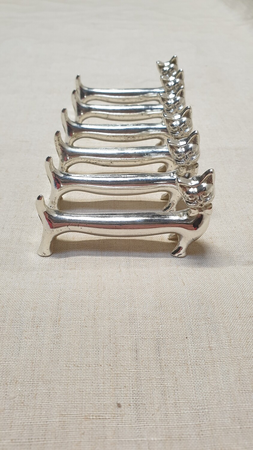Ensemble de 6 chats porte couverts en métal argenté