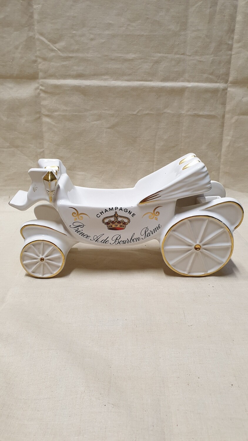 Important cendrier de comptoir en faïence pour le champagne de Bourbon-Parme. L-33cm
